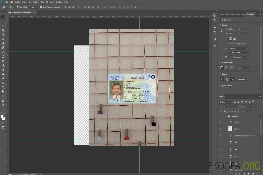Modèle de permis de conduire de l'État du Wyoming aux États-Unis au format PSD, avec toutes les polices (2020 – présent) photolook FRONT template